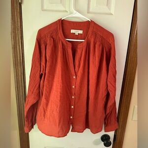 LOFT Rust Cotton Blouse